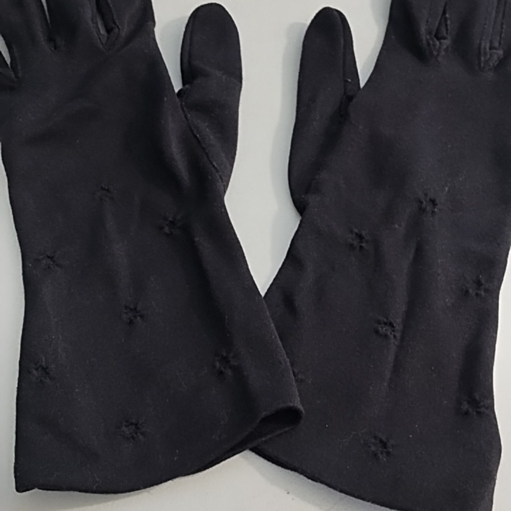 Vintage Black Long Soft Nylon Stretch Gloves with a Stitch Detail
